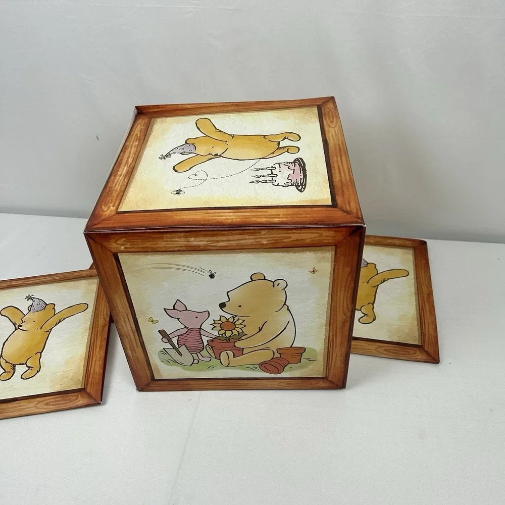 Winnie the Pooh Baby Shower Block Boxes - 4pc BABY Letter Stacking Decor Blocks